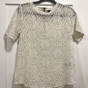 Banana Republic White Eyelet/Lacey Top